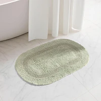 KSP Plush Oval Cotton Bathmat Reversible (Smoke Green)