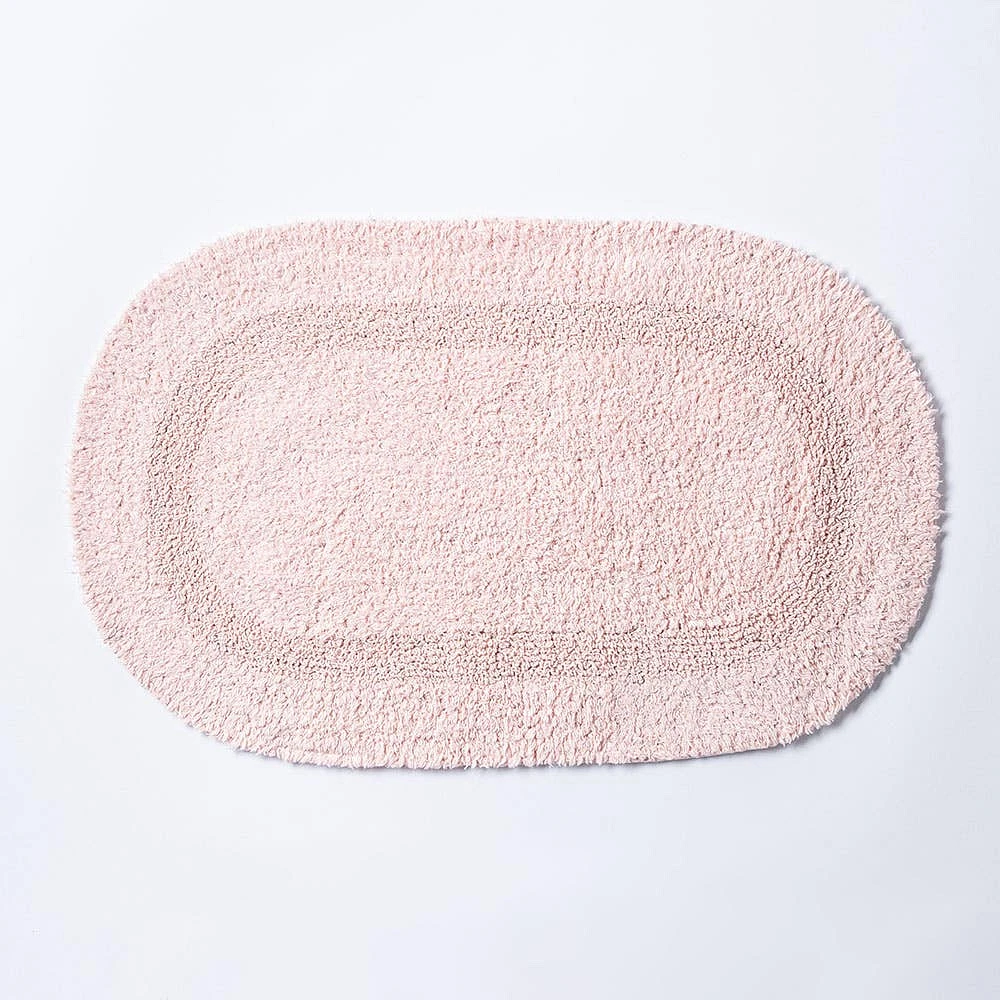 KSP Plush Oval Cotton Bathmat Reversible (Rose Quartz)