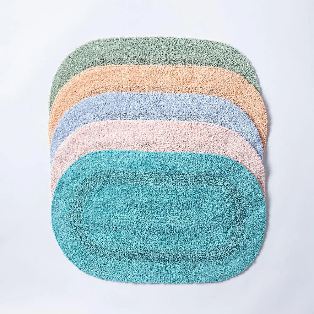 KSP Plush Oval Cotton Bathmat Reversible (Rose Quartz)