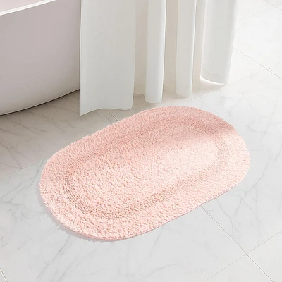 KSP Plush Oval Cotton Bathmat Reversible (Rose Quartz)