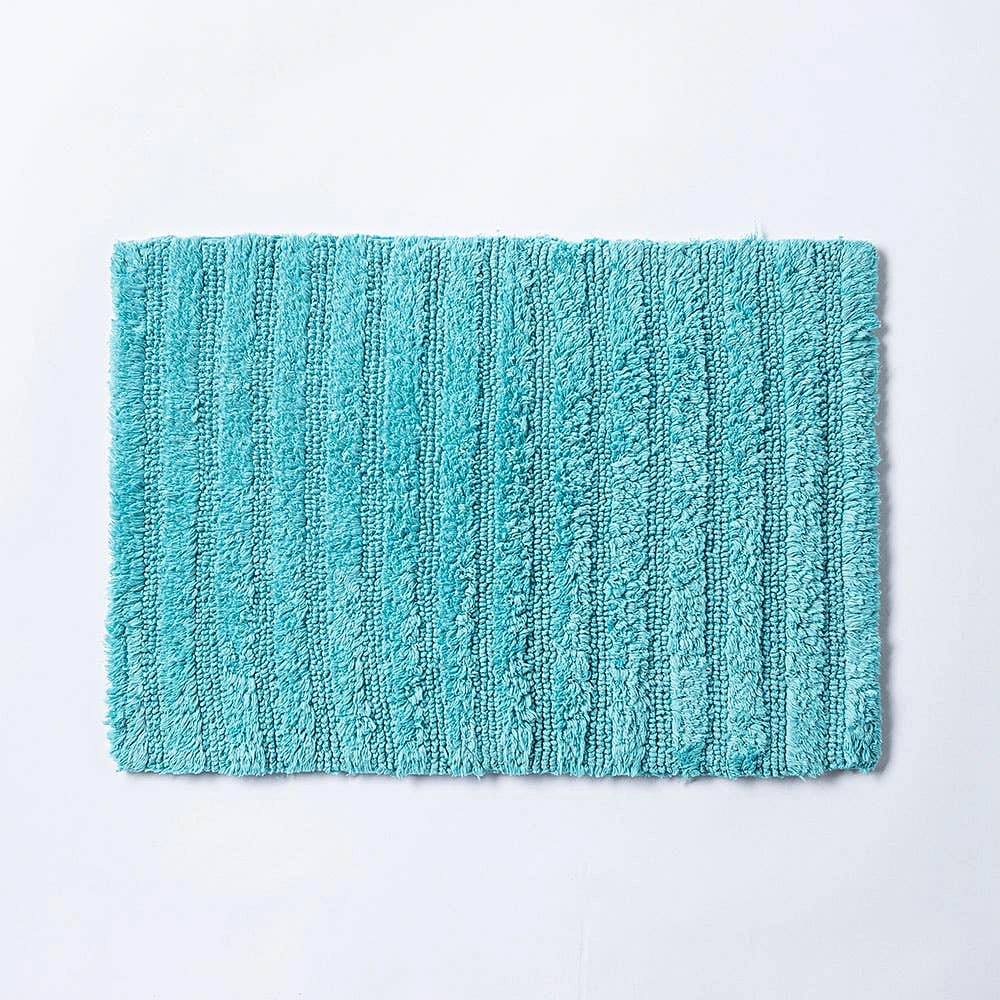 KSP Stripe Cotton Bathmat Reversible 17x24" (Capri Blue)