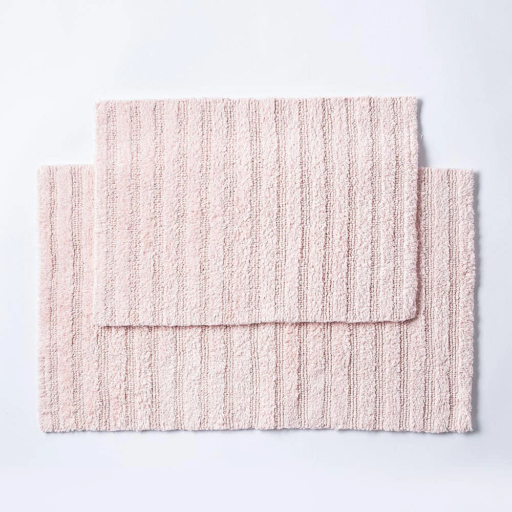 KSP Stripe Cotton Bathmat Reversible 17x24" (Rose Quartz)