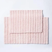 KSP Stripe Cotton Bathmat Reversible 17x24" (Rose Quartz)