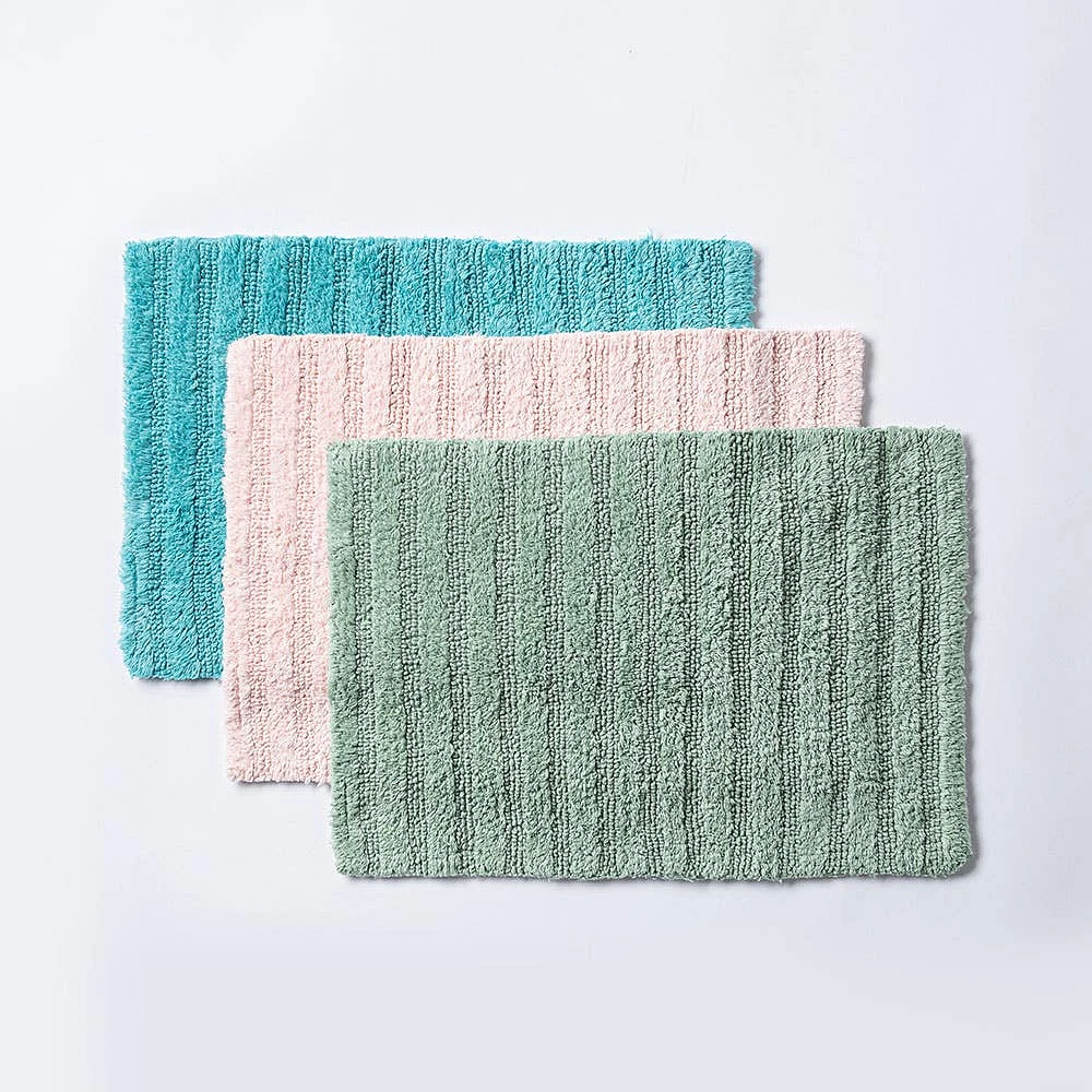 KSP Stripe Cotton Bathmat Reversible 17x24" (Rose Quartz)