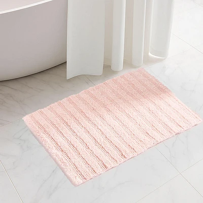 KSP Stripe Cotton Bathmat Reversible 17x24" (Rose Quartz)