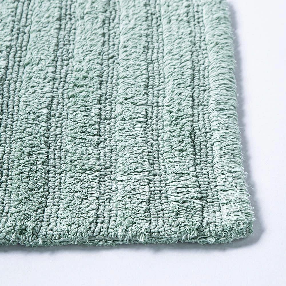 KSP Stripe Cotton Bathmat Reversible 17x24" (Smoke Green)