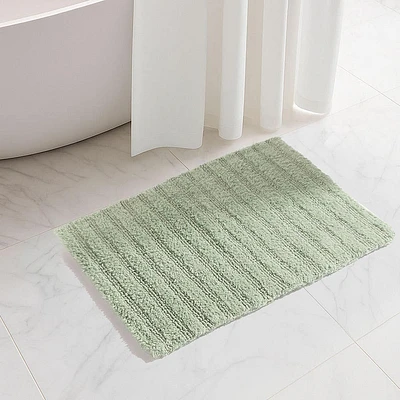 KSP Stripe Cotton Bathmat Reversible 17x24" (Smoke Green)