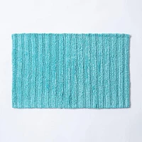 KSP Stripe Cotton Bathmat Reversible 20x32" (Capri Blue)