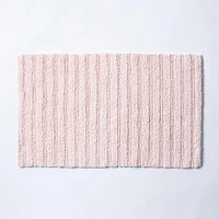 KSP Stripe Cotton Bathmat Reversible 20x32" (Rose Quartz)