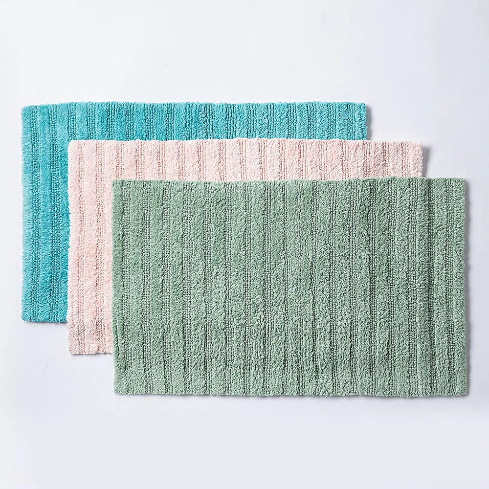 KSP Stripe Cotton Bathmat Reversible 20x32" (Rose Quartz)