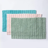 KSP Stripe Cotton Bathmat Reversible 20x32" (Rose Quartz)