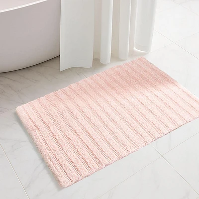 KSP Stripe Cotton Bathmat Reversible 20x32" (Rose Quartz)