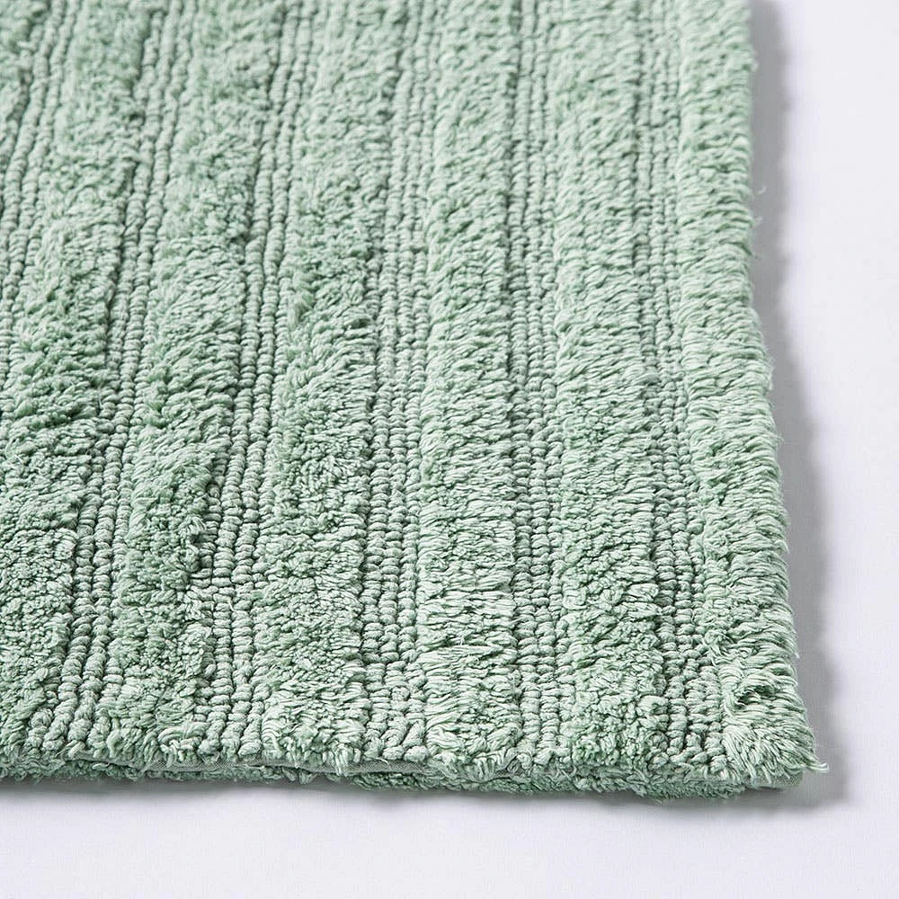 KSP Stripe Cotton Bathmat Reversible 20x32" (Smoke Green)