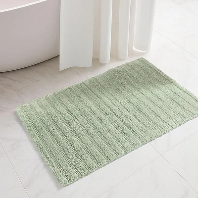KSP Stripe Cotton Bathmat Reversible 20x32" (Smoke Green)