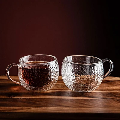 KSP Ripple Glass Mugs - Set/2 270ml (Clear)