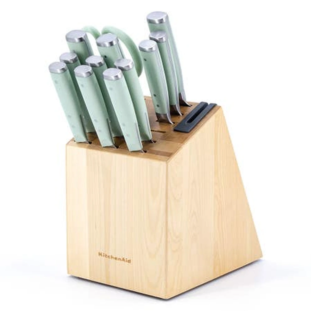 KitchenAid Gourmet Forged Wood Knife Block Combo Set of 14 (Pistachio)