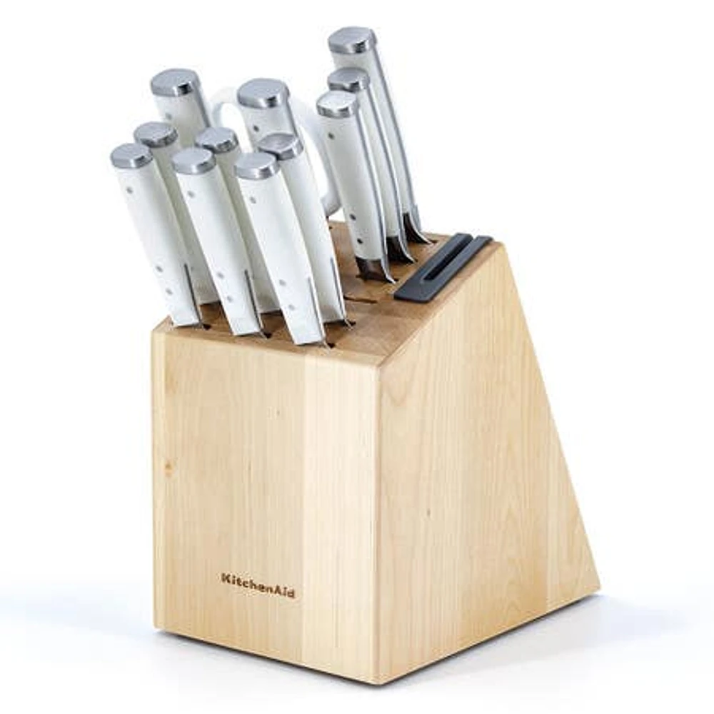 KitchenAid Gourmet Forged Wood Knife Block Combo - Set of 14 (White)