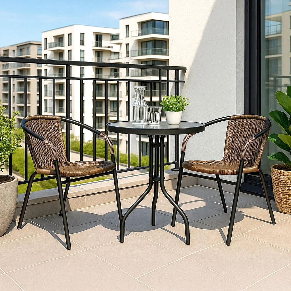 KSP Emilia Patio Table and Chairs - Set of 3 (Brown)