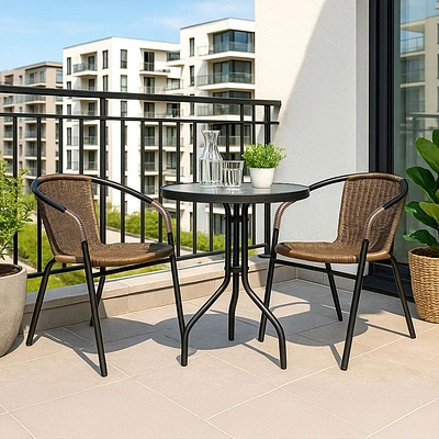 KSP Emilia Patio Table and Chairs - Set of 3 (Brown)