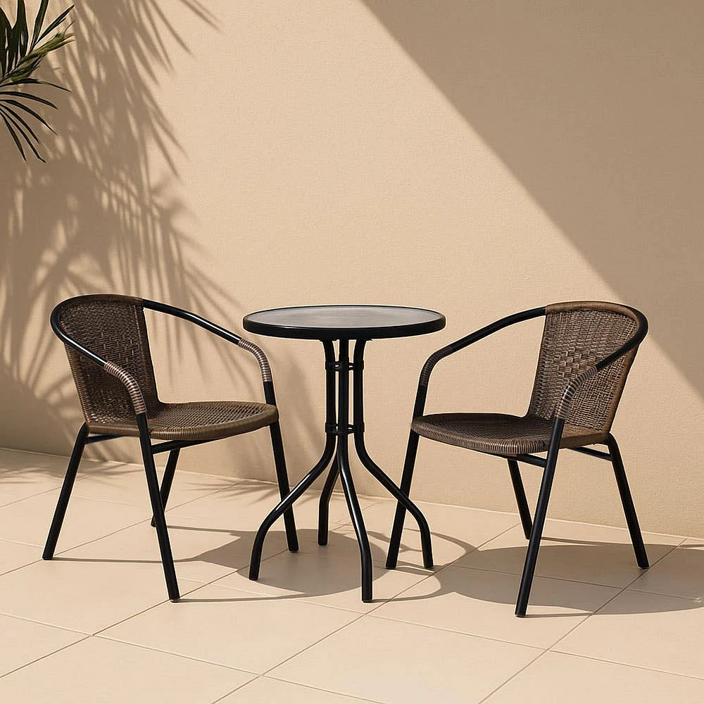 KSP Emilia Patio Table and Chairs - Set of 3 (Brown)
