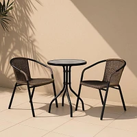 KSP Emilia Patio Table and Chairs - Set of 3 (Brown)