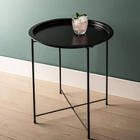 ITY Folding Side Table Metal Black 18.5" D x 20" H