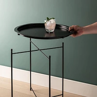 ITY Folding Side Table Metal Black 18.5" D x 20" H