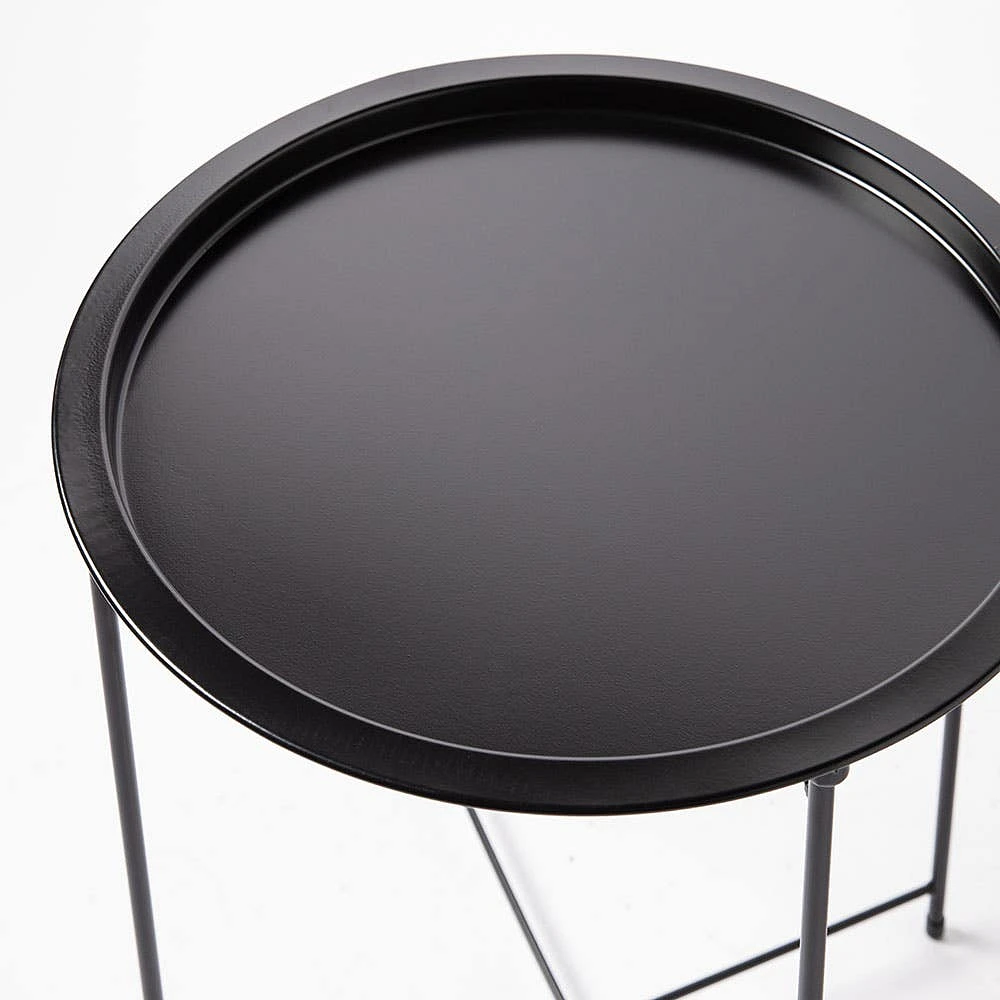ITY Folding Side Table Metal Black 18.5" D x 20" H