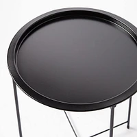 ITY Folding Side Table Metal Black 18.5" D x 20" H
