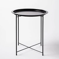 ITY Folding Side Table Metal Black 18.5" D x 20" H