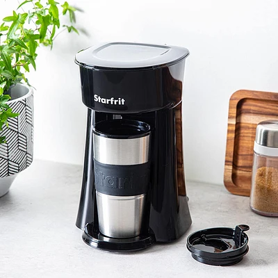 Starfrit Single Serve Coffee Maker with Travel Mug (Black)