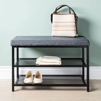 ITY Fabric Bench with Storage (Grey) 28.7 x 11.8 x 18.9"