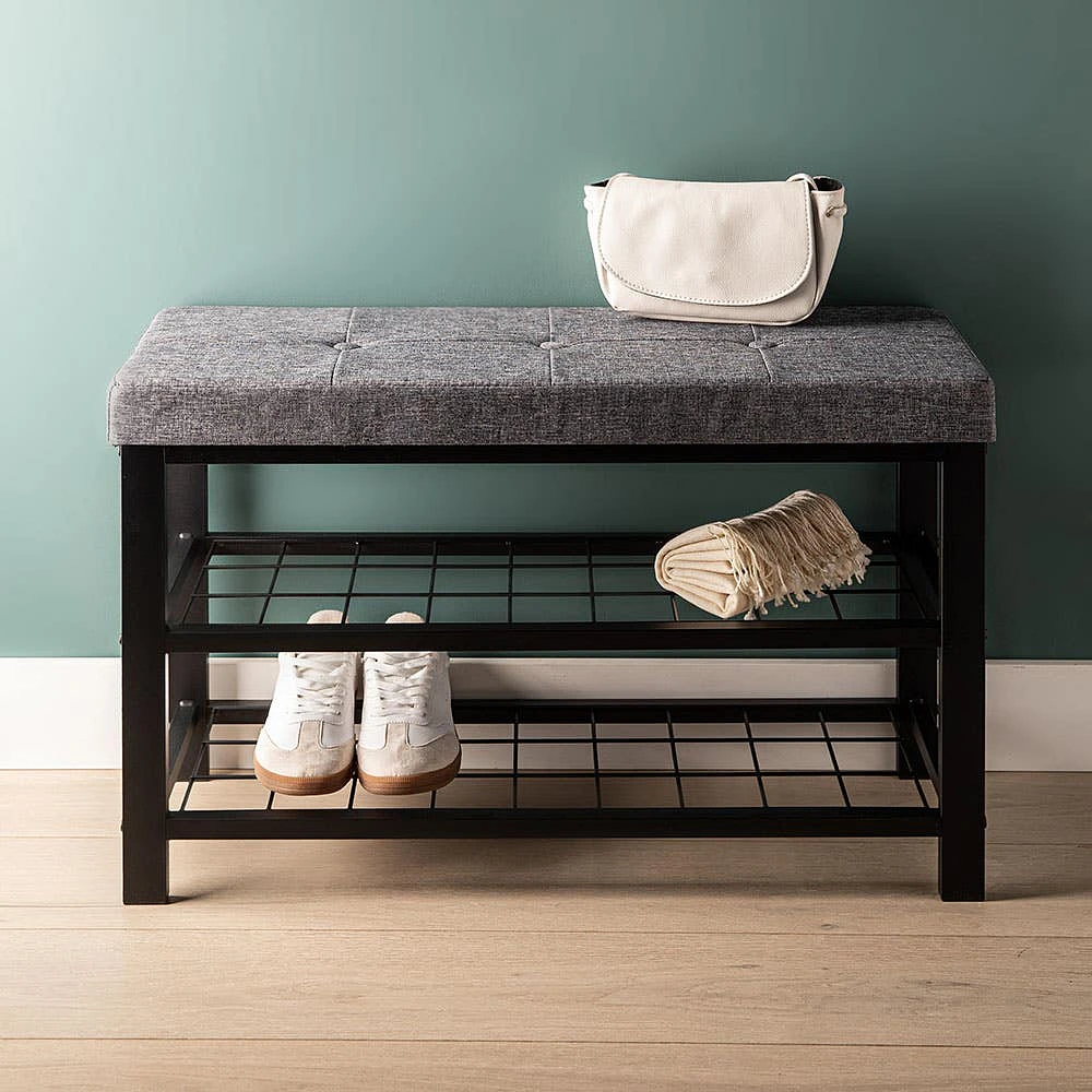 ITY Fabric Bench with Storage 32 x 12.8 x 20" (Grey)