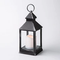 KSP Flicker 'Metal Look' LED Plastic Lantern 10cm sq. x 24cm