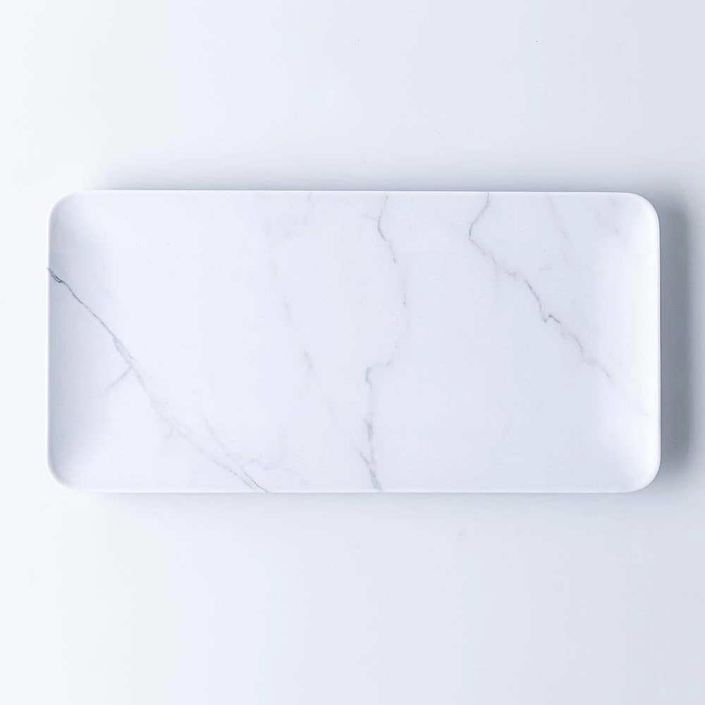 KSP Enzo Melamine Rectangle Platter 14 x 7" (Marble White)