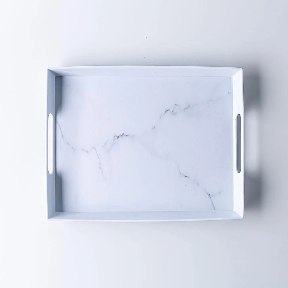 KSP Enzo Melamine Rectangle Serve Tray 16 x 12" (Marble White)