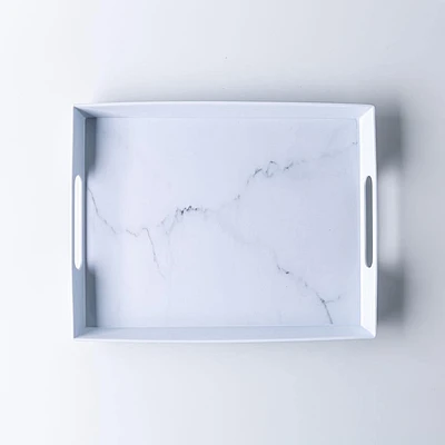 KSP Enzo Melamine Rectangle Serve Tray 16 x 12" (Marble White)