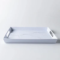 KSP Enzo Melamine Rectangle Serve Tray 16 x 12" (Marble White)