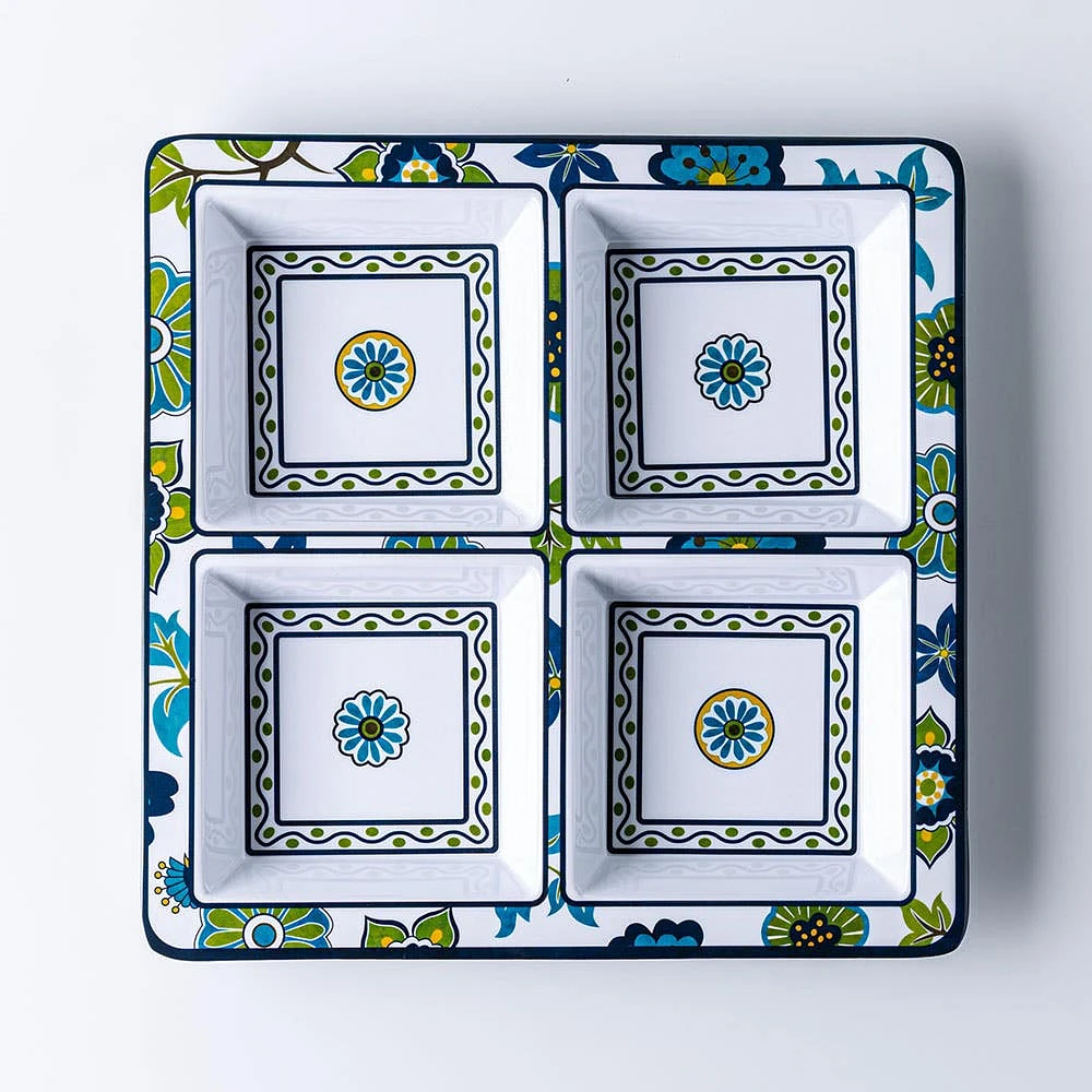 KSP Madrid Melamine 4-Section Serve Tray 13.5" sq.