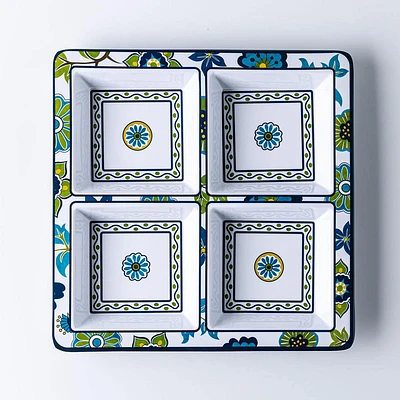 KSP Madrid Melamine 4-Section Serve Tray 13.5" sq.
