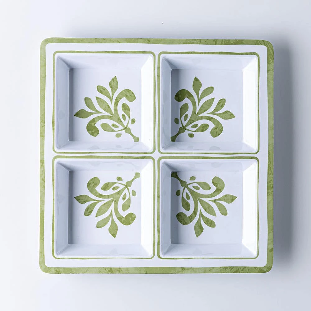 KSP Verde Melamine 4-Section Serve Tray 13.5" sq.