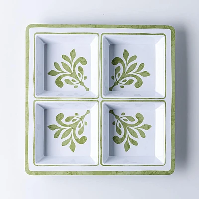 KSP Verde Melamine 4-Section Serve Tray 13.5" sq.