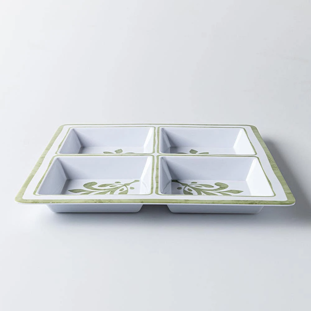 KSP Verde Melamine 4-Section Serve Tray 13.5" sq.