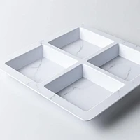 KSP Enzo Melamine 4-Section Serve Tray 13.5" Sq. (Marble White)