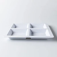 KSP Enzo Melamine 4-Section Serve Tray 13.5" Sq. (Marble White)