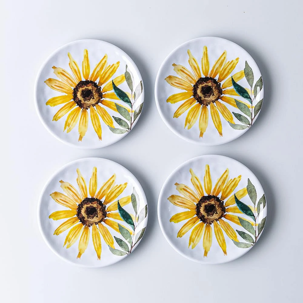 KSP Nibble 'Sunflower' Melamine Tidbit Plate - Set of 4