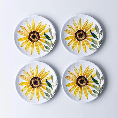 KSP Nibble 'Sunflower' Melamine Tidbit Plate - Set of 4