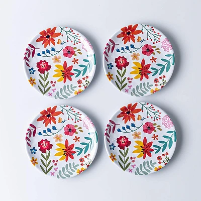 KSP Nibble 'Floral' Melamine Tidbit Plate - Set of 4