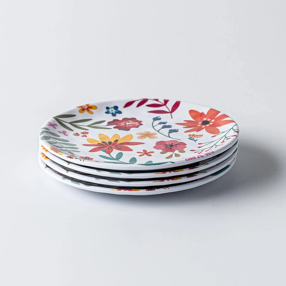KSP Nibble 'Floral' Melamine Tidbit Plate - Set of 4