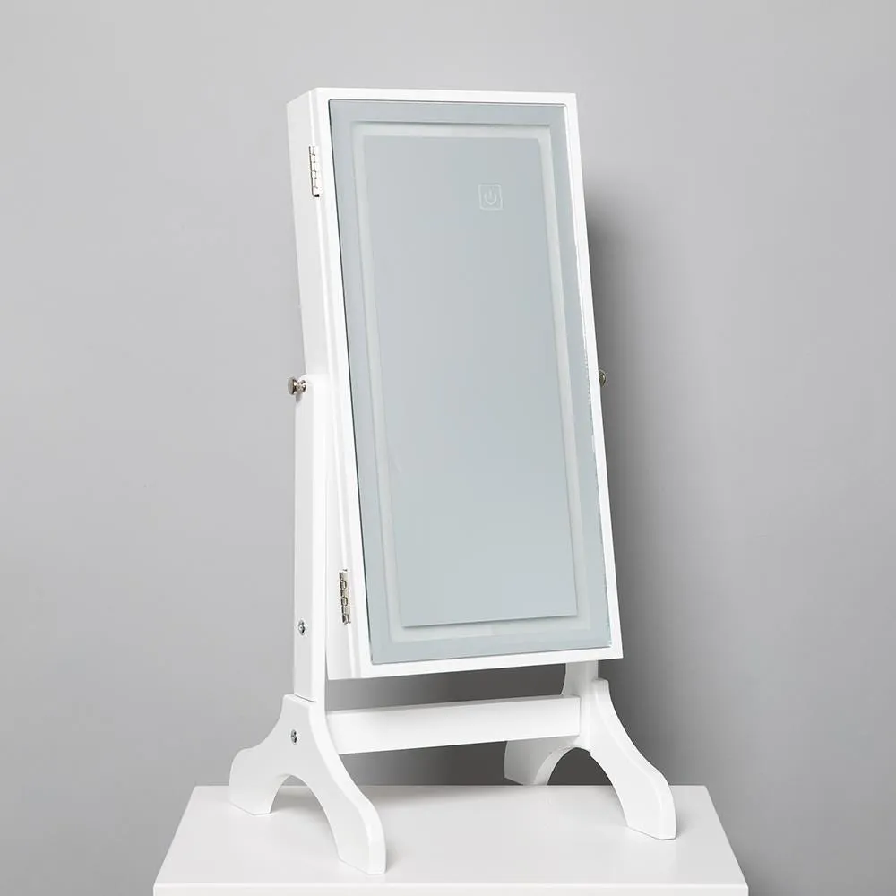 KSP Sophia Table Mirror LED Jewelry Cabinet (White) 29 x 29 x 60 cm